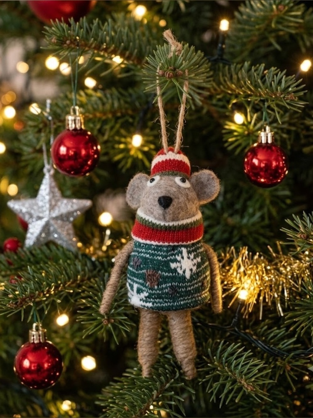 Christmas little mouse ornament - 8 inches tall